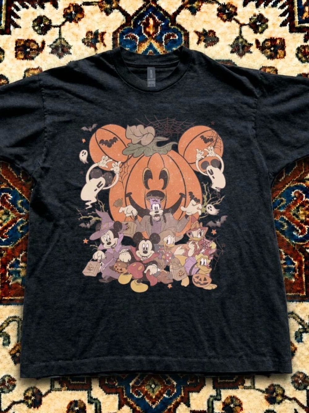 Gildan Black Halloween Pumpkin & Classic Characters Tee